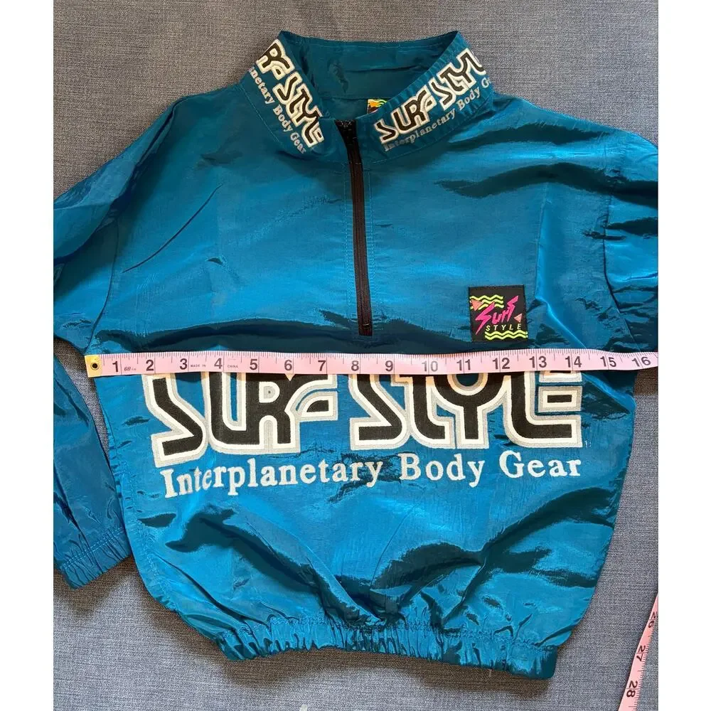 Vintage Surf Style Kids Windbreaker Interplanetary Body Gear Teal Made in USA